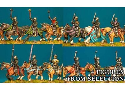 ROSES02b SAGA: Age of Chivalry Hearthguard (Mounted) (Unbarded) (War of the Roses) (4 Figures) 